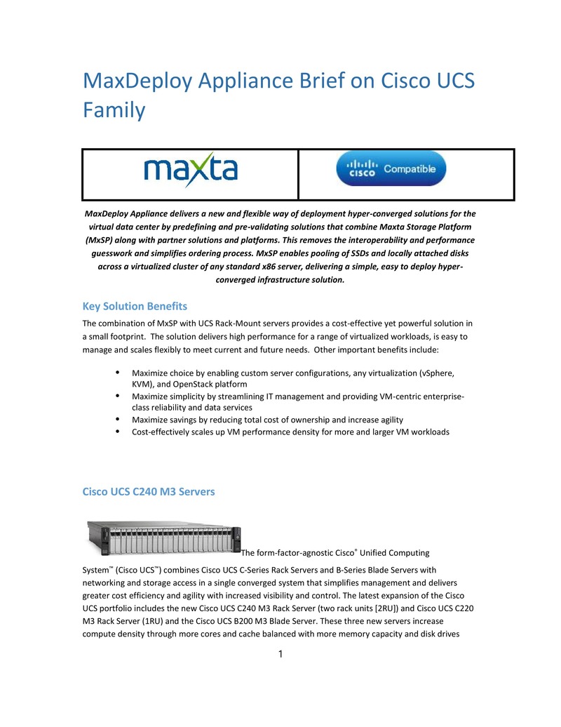 MaxDeploy Hyper-Converged Solution on Cisco UCS C240 M3 Servers