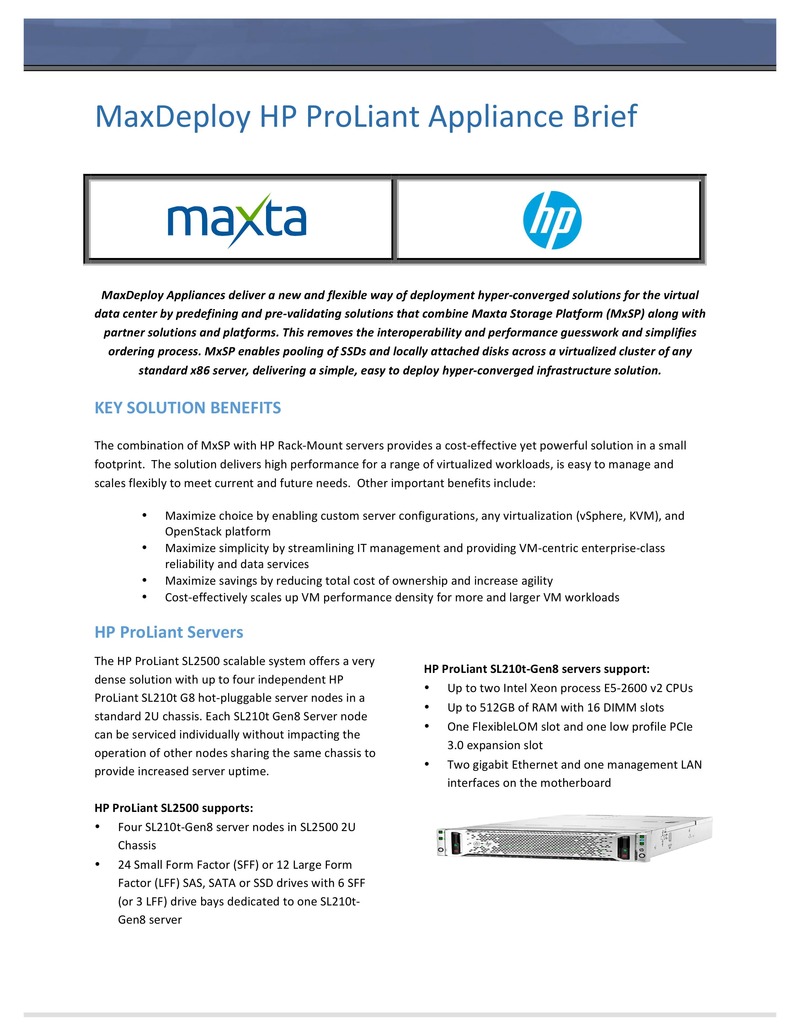 MaxDeploy HP ProLiant Hyper-Converged Infrastructure Solution