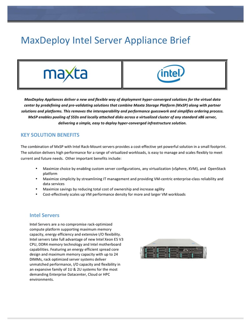 MaxDeploy Intel Server Appliance: Pre-Validated Hyper-Converged Infrastructure Solution