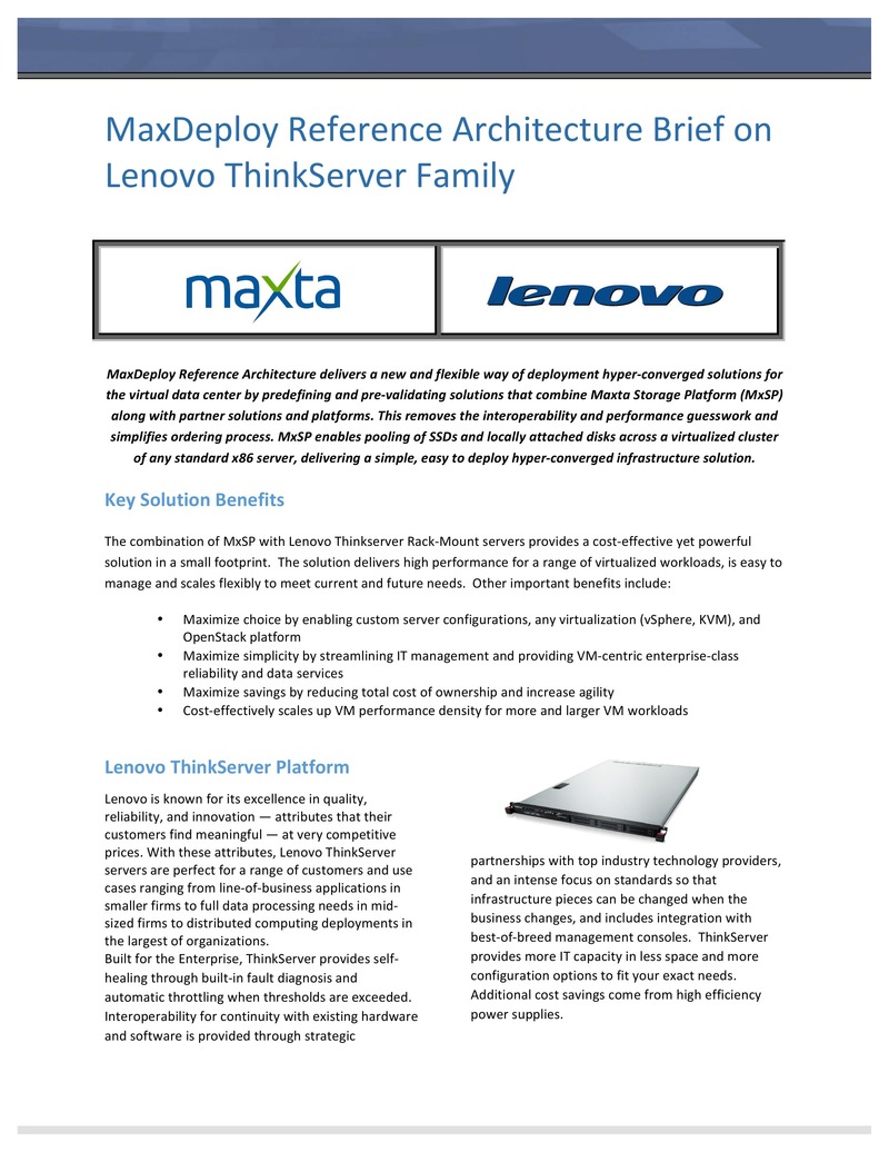 MaxDeploy Reference Architecture on Lenovo ThinkServer Platform
