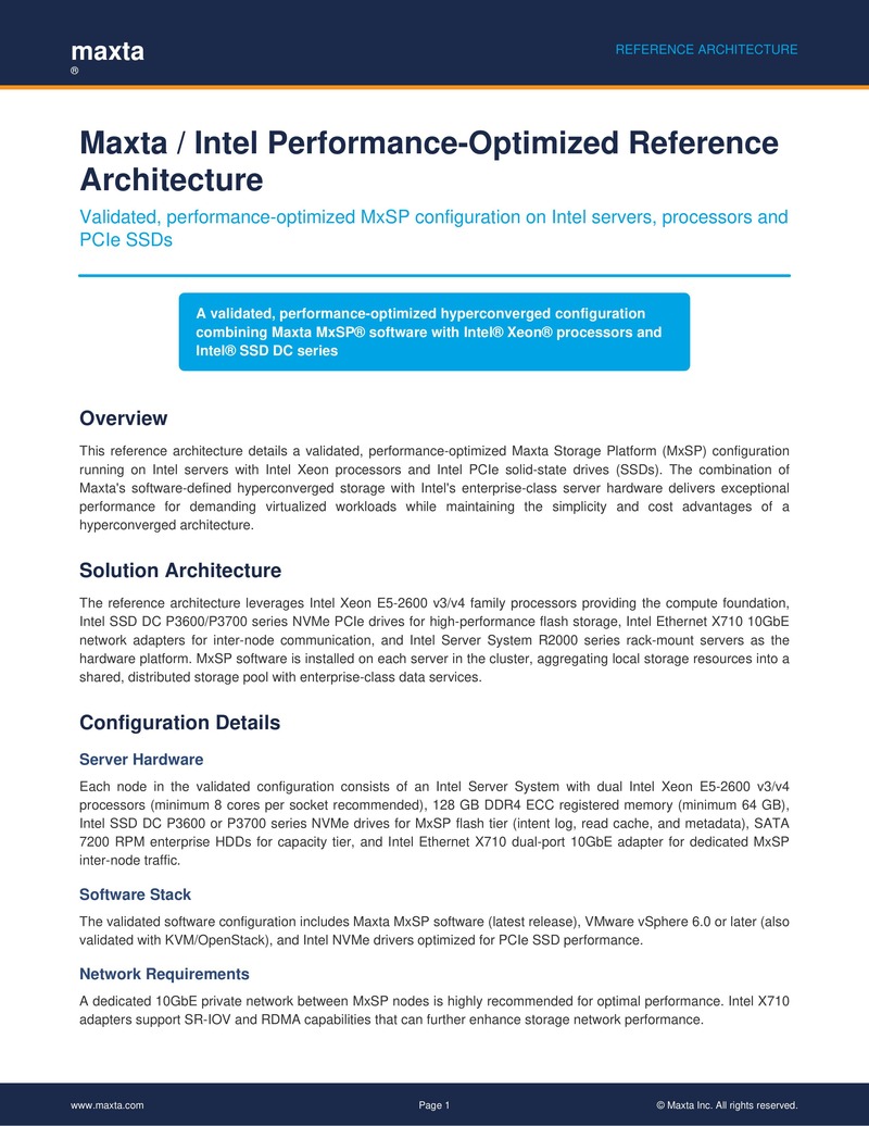 Maxta/Intel Performance-Optimized Reference Architecture for Hyperconverged Infrastructure