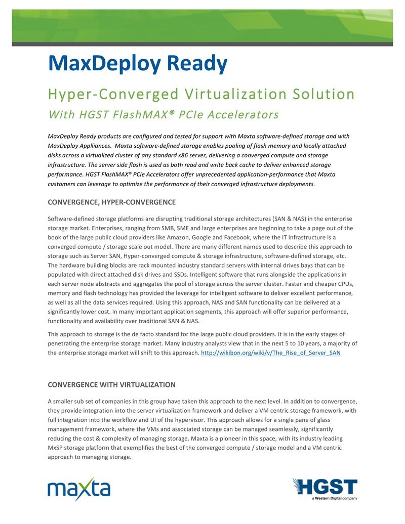 MaxDeploy Ready Hyper-Converged Virtualization Solution with HGST FlashMAX PCIe Accelerators