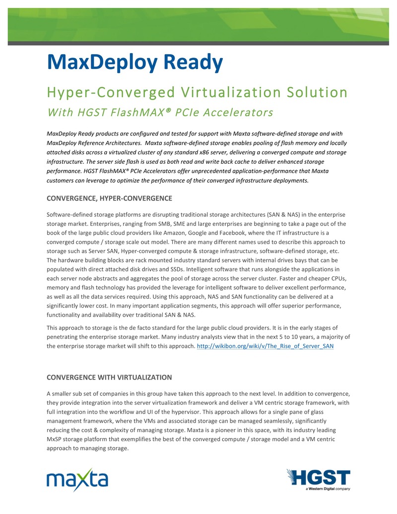 MaxDeploy Ready Hyper-Converged Virtualization Solution with HGST FlashMAX PCIe Accelerators
