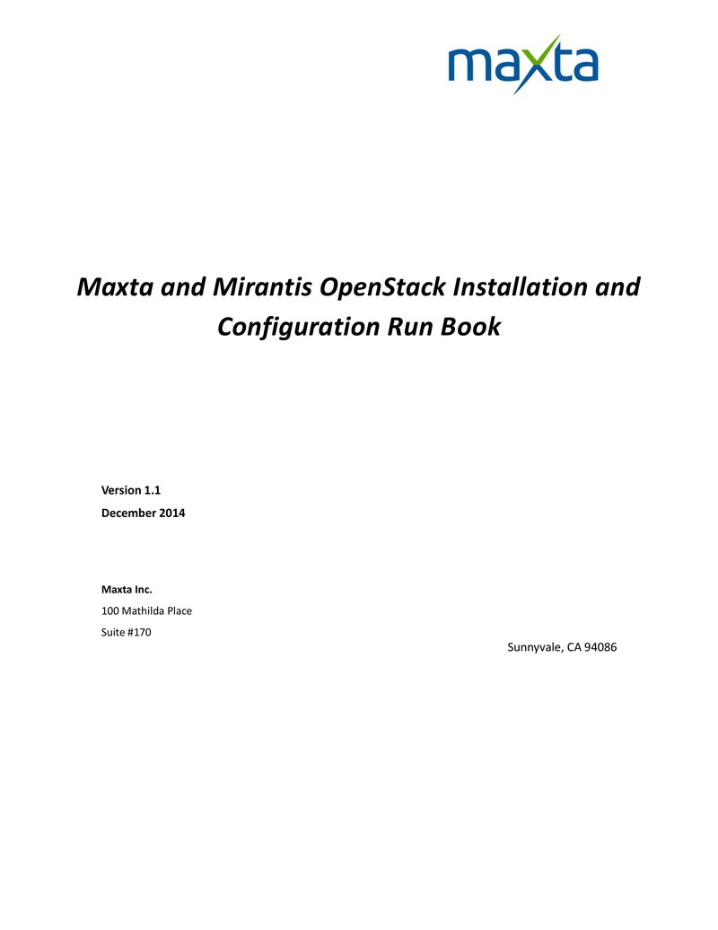 Maxta and Mirantis OpenStack Installation and Configuration Run Book