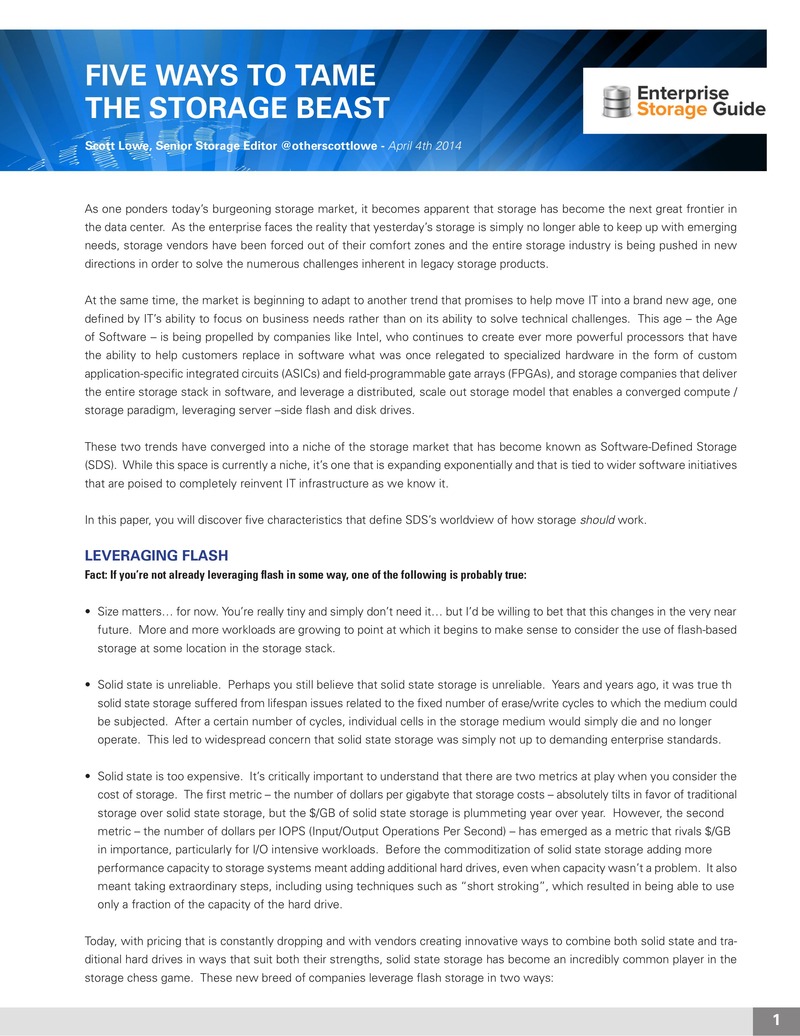 Five Ways to Tame the Storage Beast: A Guide to Software-Defined Storage